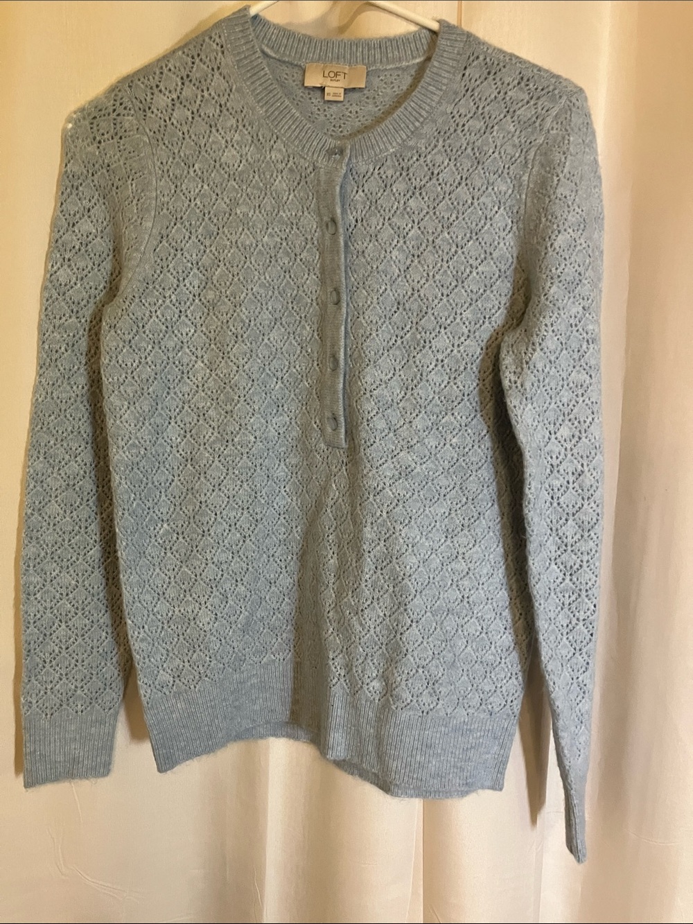 LOFT Light Blue Women's Knit Crewneck Cardigan